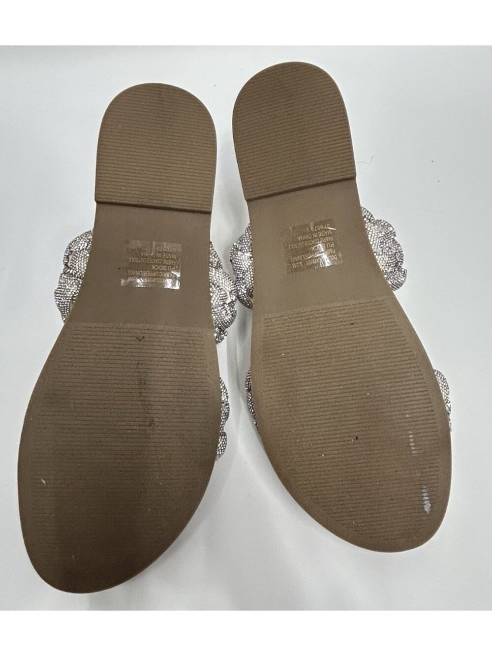 Steve Madden Slide Sandals Braided Rhinestone Silver Bling Women 9.5 MINT W/box - Picture 13 of 14